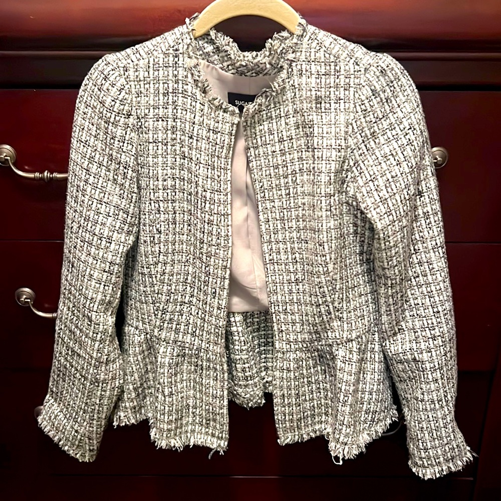 Small Black & White Tweed Peplum Blazer